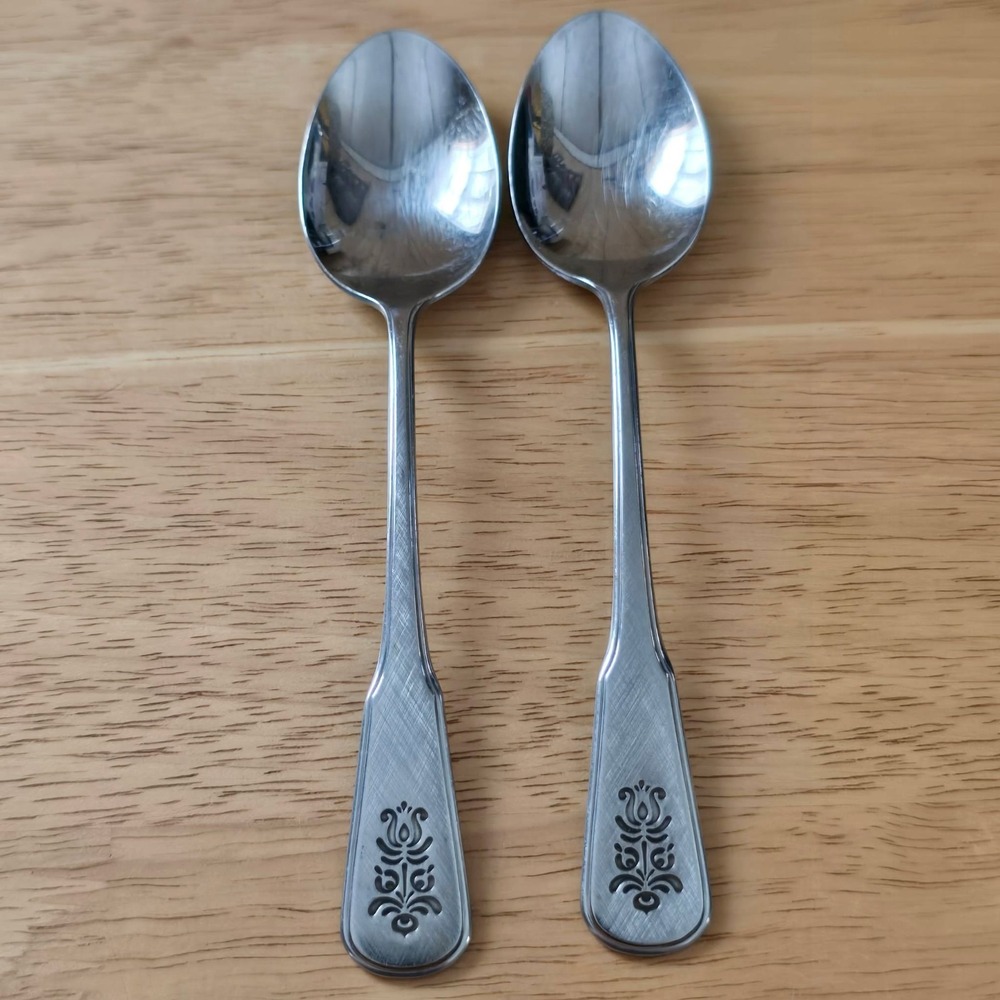 Oneida VILLAGE Pfaltzgraff Stainless Teaspoons 6 1/8" Set of 2 Flatware
